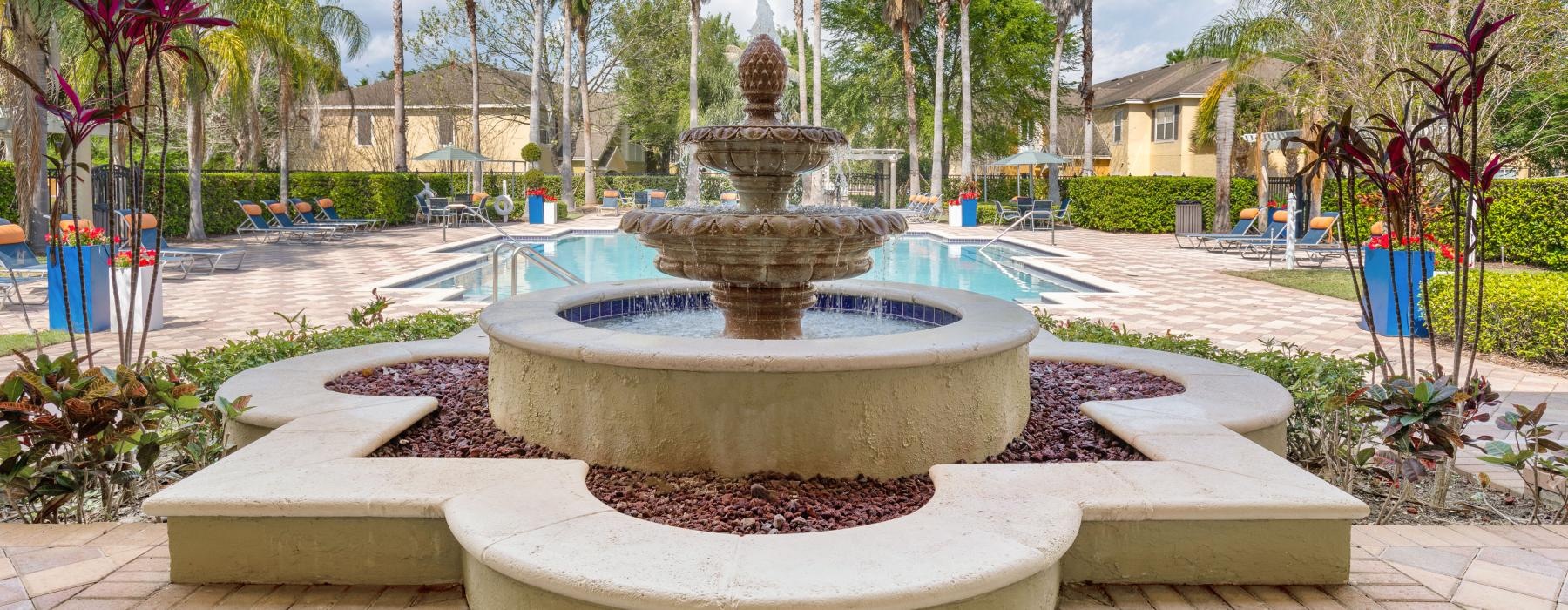 a fountain in a park
